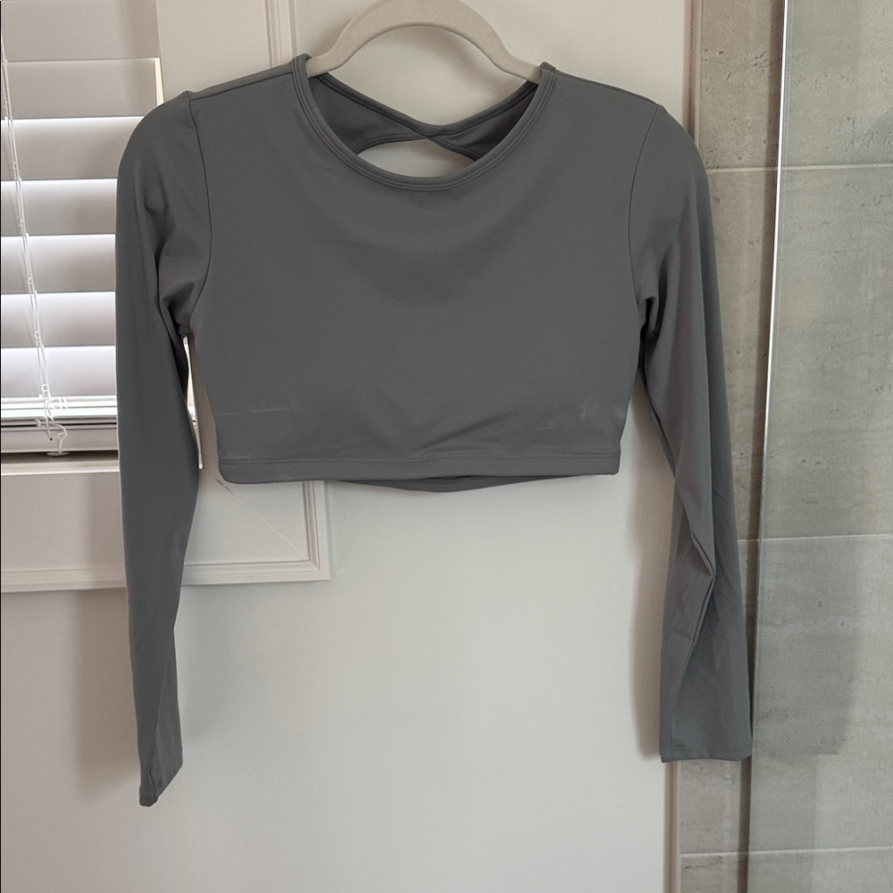 Gray Long Sleeve Women's Top with Built in Bra